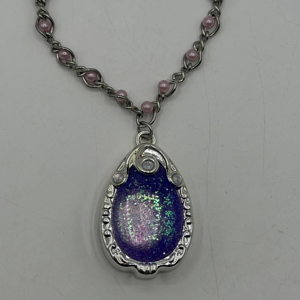 Disney Sofia the First Light-Up Amulet Necklace Purple Pink Beads Tested Works